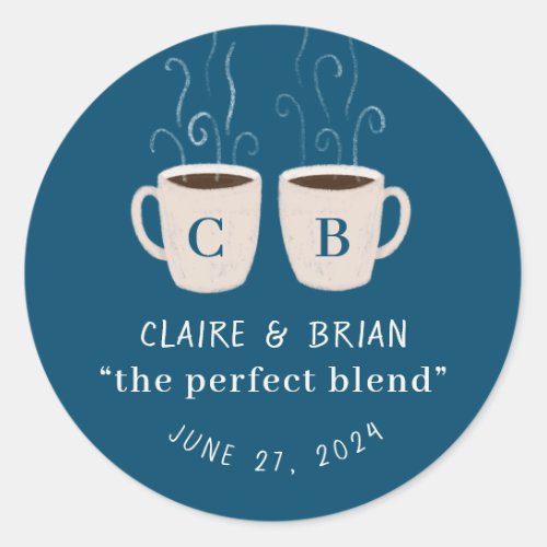 Illustrated Perfect Blend Monogrammed Mugs Favor Classic Round Sticker