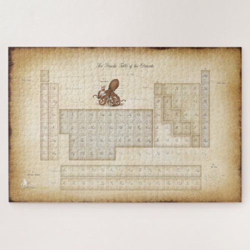 Illustrated Periodic Table of Elements Steampunk Jigsaw Puzzle