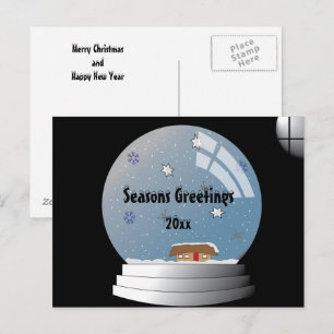 Illustrated Personalized SnowGlobe Custom Text Postcard