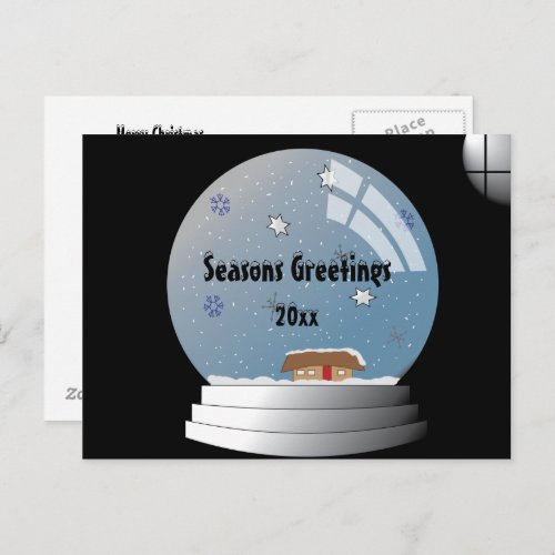 Illustrated Personalized SnowGlobe Custom Text Postcard