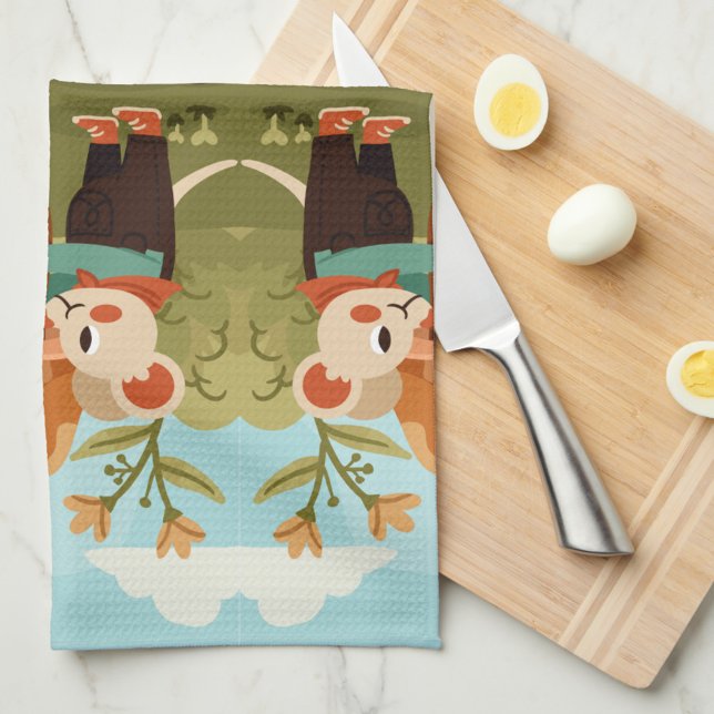 Illustrated picnic scene with animals kitchen towel (Creator Uploaded)
