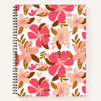 Illustrated Pink Floral Hand-drawn pattern Notebook