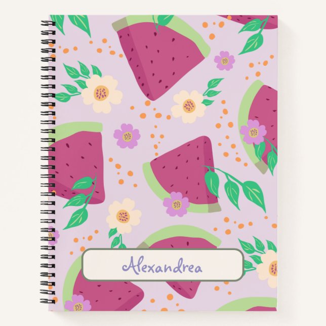 Illustrated Pink Watermelon Hand-drawn pattern  Notebook (Front)