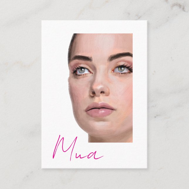 Illustrated Portrait MUA Business Card (Front)