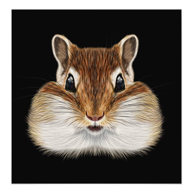 Illustrated portrait of Chipmunk. Photo Print (Front)