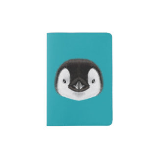 Illustrated portrait of Emperor penguin chick. Passport Holder