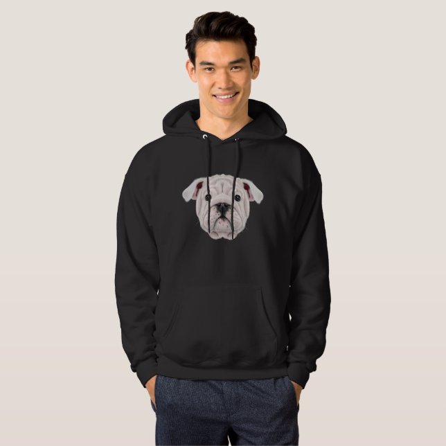 Illustrated portrait of English Bulldog puppy. Hoodie (Front Full)