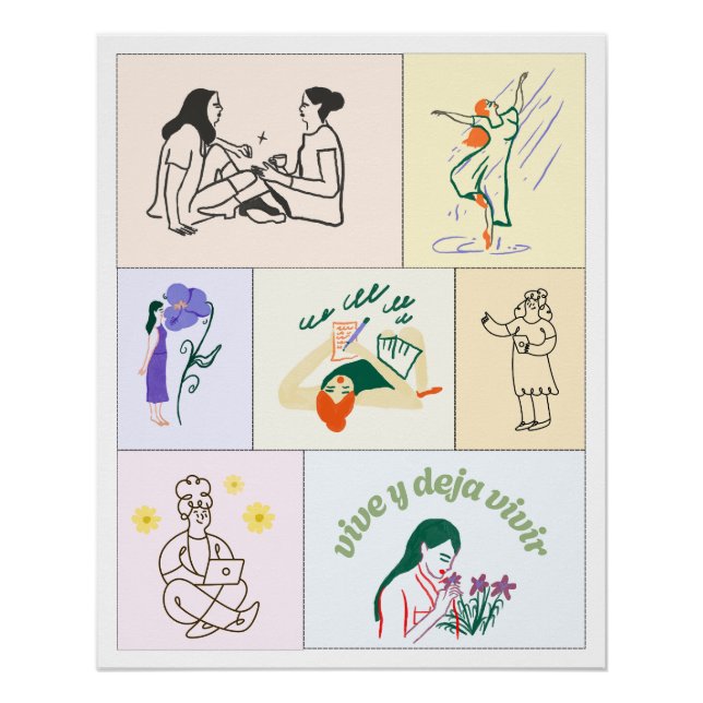 Illustrated poster life free well-being calmness (Front)