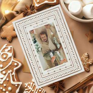 Illustrated Pottery Border Holiday Letterpress Photo Cards