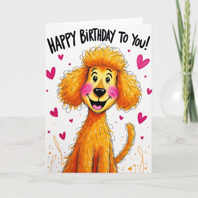 Illustrated Pup Birthday Card (Front)