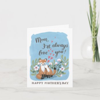 Illustrated Red Fox Mother's Day Card by fourwetfeet at Zazzle