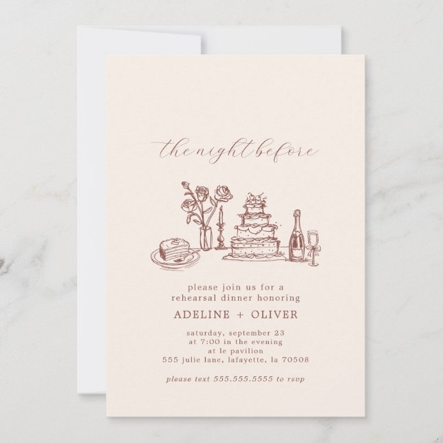 Illustrated Rehearsal Dinner Invitations (Front)