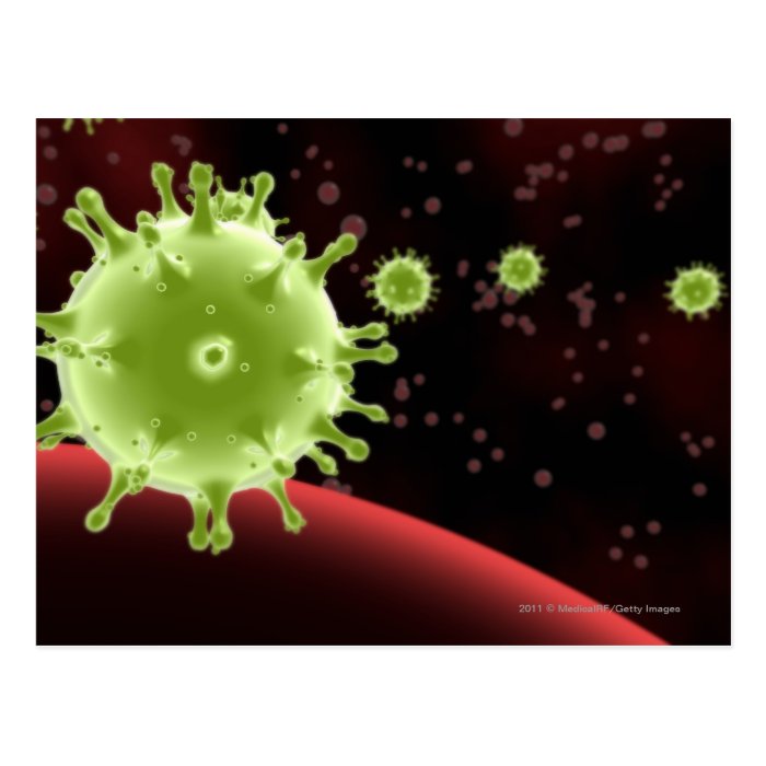 Illustrated rendering of the SARS coronavirus Postcards