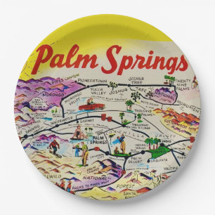 Illustrated Retro Palm Springs Paper Plates