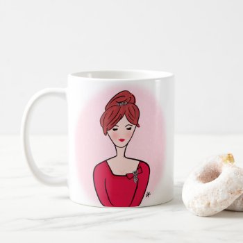 Illustrated Retro Redhead Lady Original Art Coffee Mug by TheSpottedOlive at Zazzle