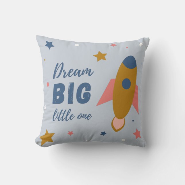 Illustrated Rocket Colourful Kids Throw Pillow (Front)