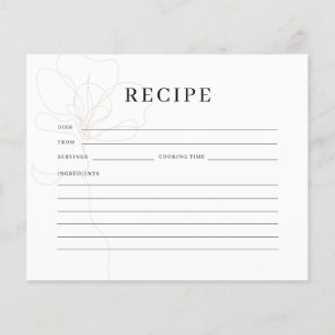 Illustrated Rose Bridal Shower Recipe Card