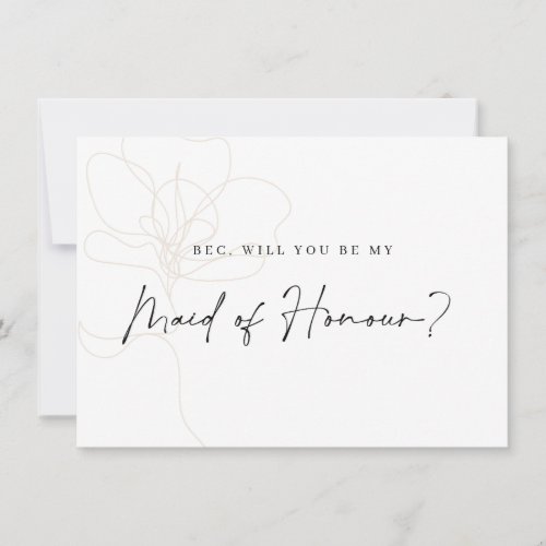 Illustrated Rose Bridesmaid Proposal Card