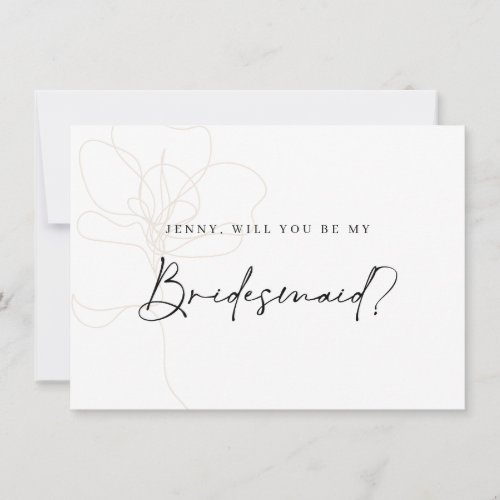 Illustrated Rose Bridesmaid Proposal Card