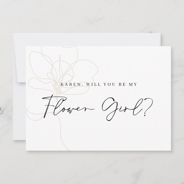 Illustrated Rose Flower Girl Proposal Card (Front)