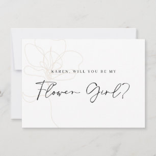 Illustrated Rose Flower Girl Proposal Card