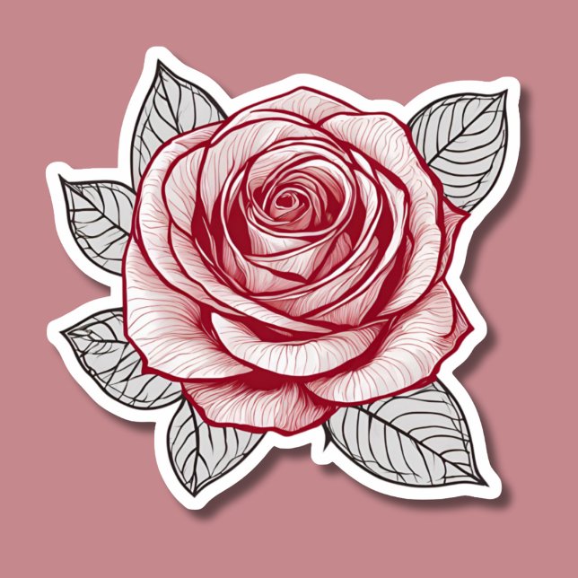 Illustrated Rose Waterproof  Sticker (Creator Uploaded)