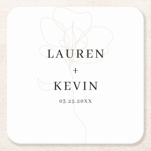 Illustrated Rose Wedding Coasters