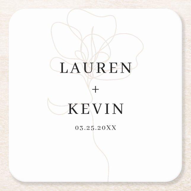Illustrated Rose Wedding Coasters (Front)