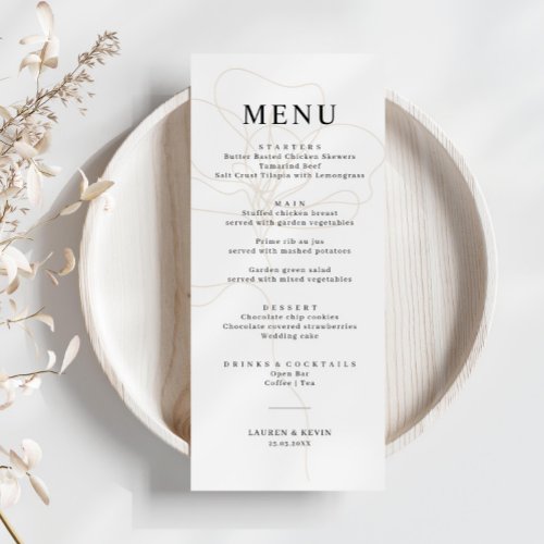 Illustrated Rose Wedding Menu Card