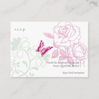 Illustrated Roses & Butterfly Spring RSVP Enclosure Card