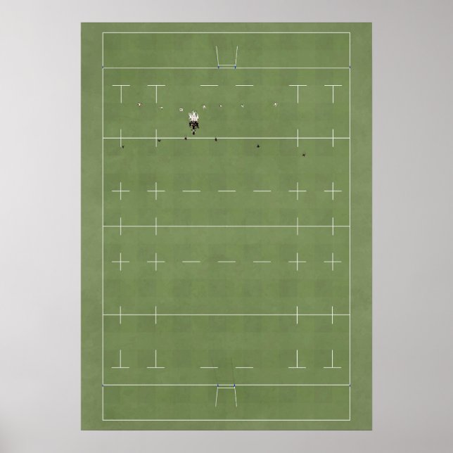 Illustrated Rugby Field from above Poster (Front)