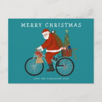 Illustrated Santa Riding a Bicycle Custom Color