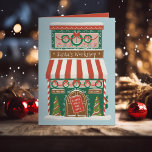 Illustrated Santa’s Workshop Holiday Card<br><div class="desc">Santa’s workshop illustration with editable signs on the illustration and text inside with photo template. Customize the design to delete template you don't need.</div>