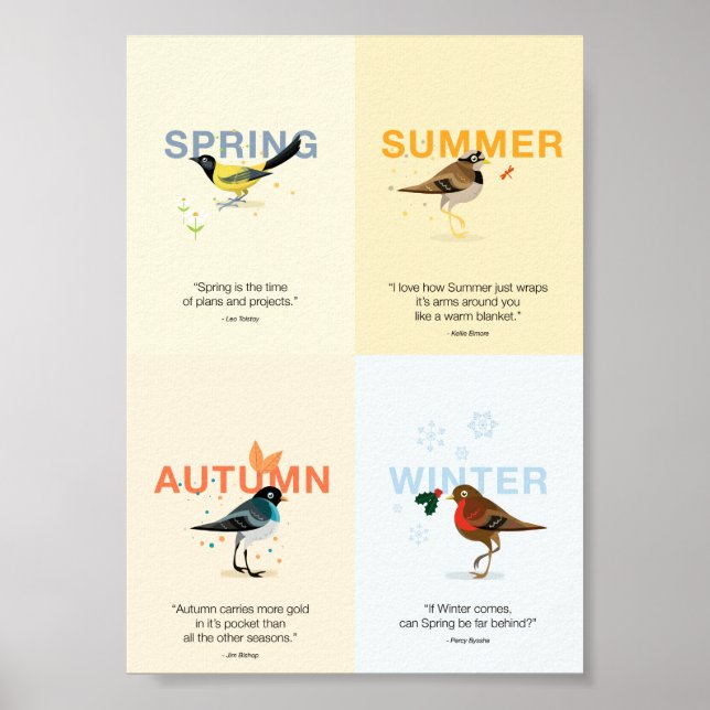 illustrated Seasonal birds with quotes Poster (Front)