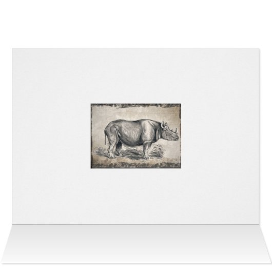 Illustrated Sepia Rhino Happy Birthday Card (Inside Horizontal (Top))