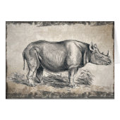 Illustrated Sepia Rhino Happy Birthday Card (Front Horizontal)