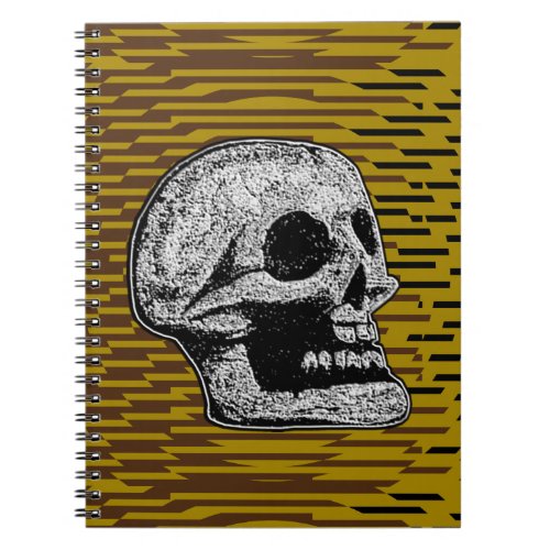 Illustrated Skull_BlackWhite on Jagged Stripes 2 Notebook
