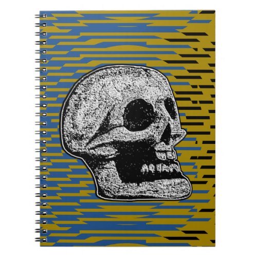Illustrated Skull_BlackWhite on Jagged Stripes 3 Notebook