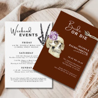 Illustrated Skull Bride or Die Floral Bachelorette