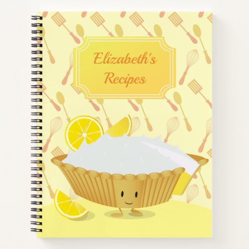 Illustrated Smiling Lemon Meringue Pie Name Recipe Notebook