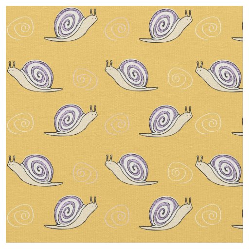Illustrated Snail and Swirls Pattern Fabric