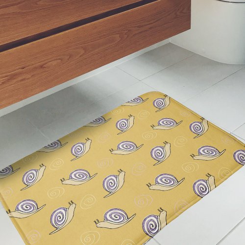 Illustrated Snails and Swirls Pattern Bath Mat