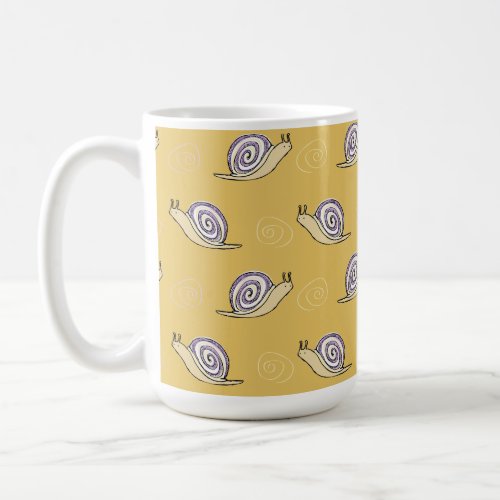 Illustrated Snails and Swirls Pattern Coffee Mug