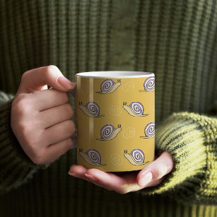 Illustrated Snails and Swirls Pattern Coffee Mug