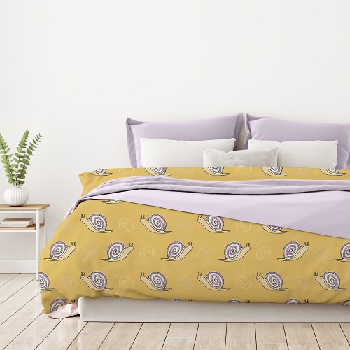 Illustrated Snails and Swirls Pattern Duvet Cover