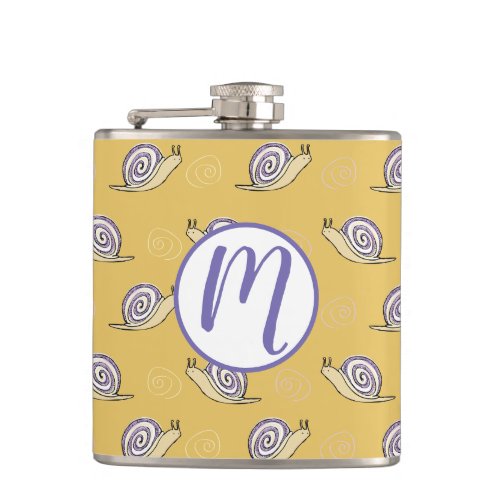 Illustrated Snails and Swirls Pattern Flask