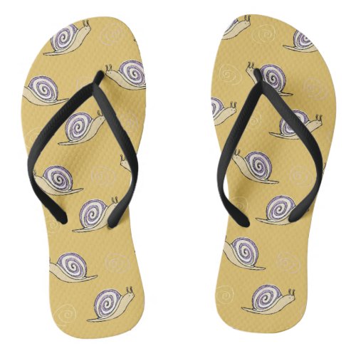 Illustrated Snails and Swirls Pattern Flip Flops