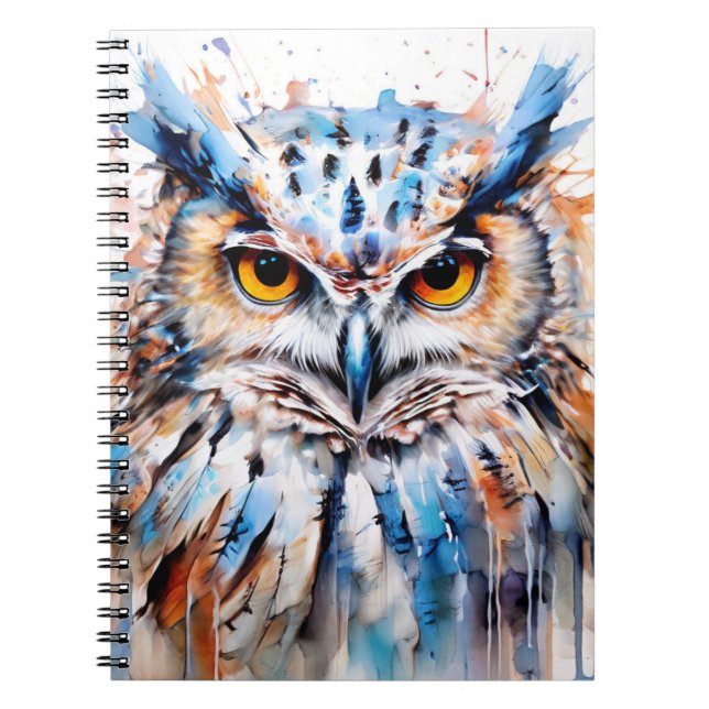 Illustrated Snowy Owl Modern Notebook Journal (Front)