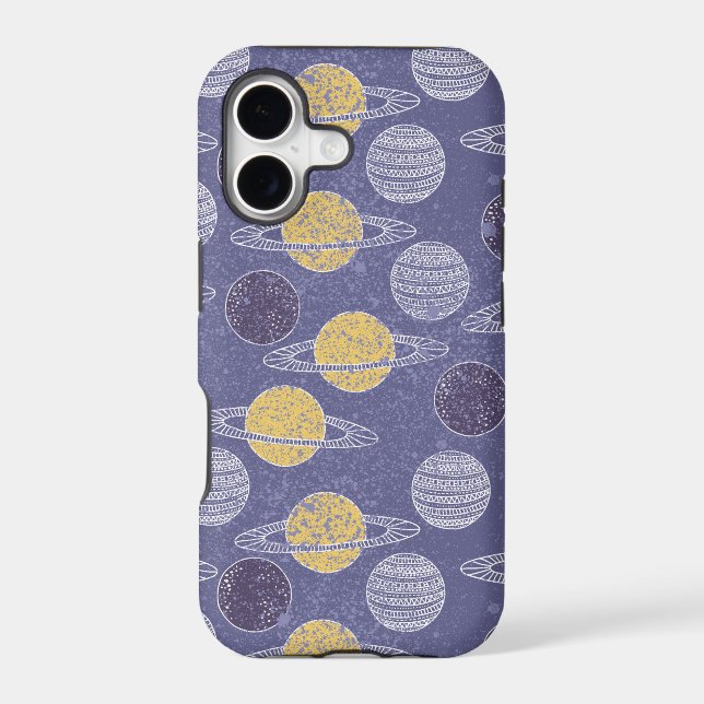 Illustrated Space Pattern Iphone Case (Back)