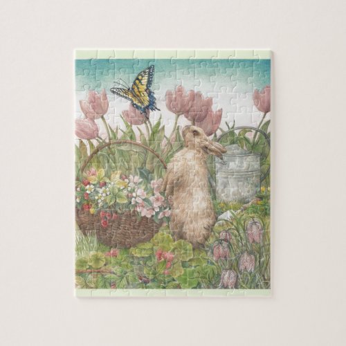 Illustrated Spring Bunny in Garden Jigsaw Puzzle